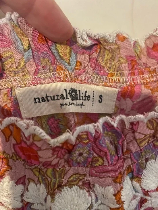 Natural Life Floral Pink Lace-Trim Sun Dress - Picture 2 of 3